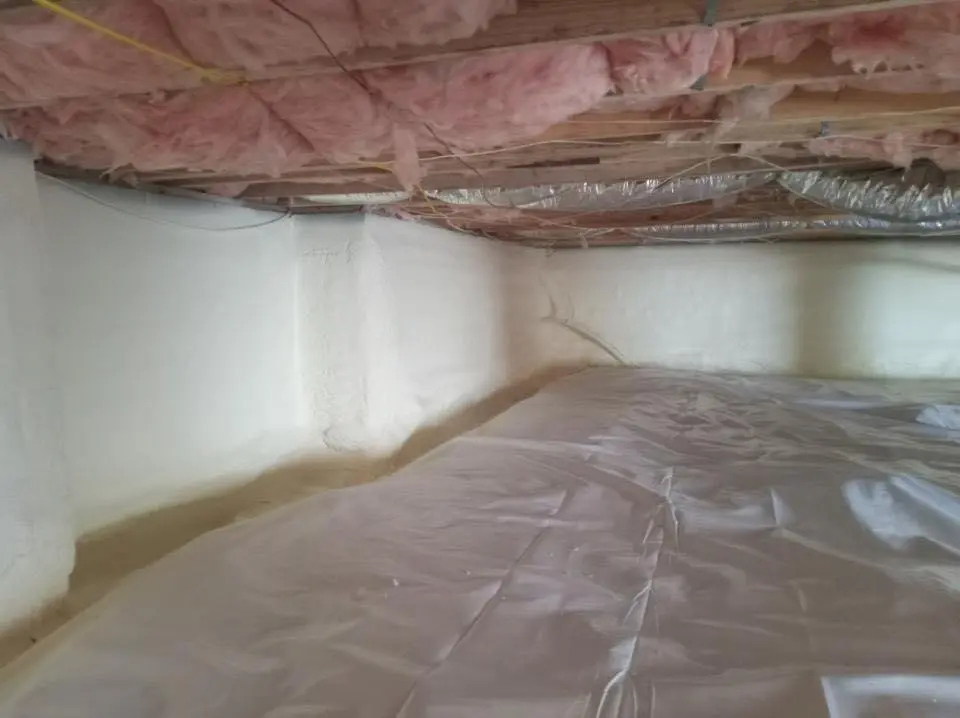 Crawl space encapsulation with closed-cell spray foam for Storm Damage Roof Repair in Westlake